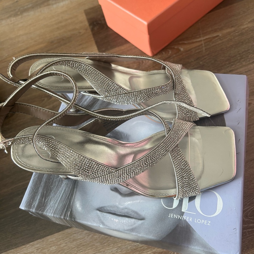 Jennifer Lopez Silver Strappy Sandals
